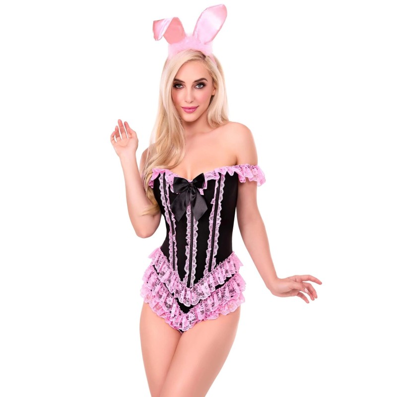 Ушки зайки Leg Avenue Bendable Marabou Trimmed Satin Bunny Ears Pink