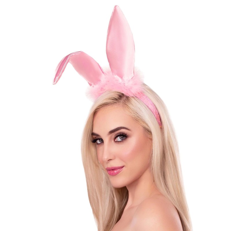 Ушки зайки Leg Avenue Bendable Marabou Trimmed Satin Bunny Ears Pink