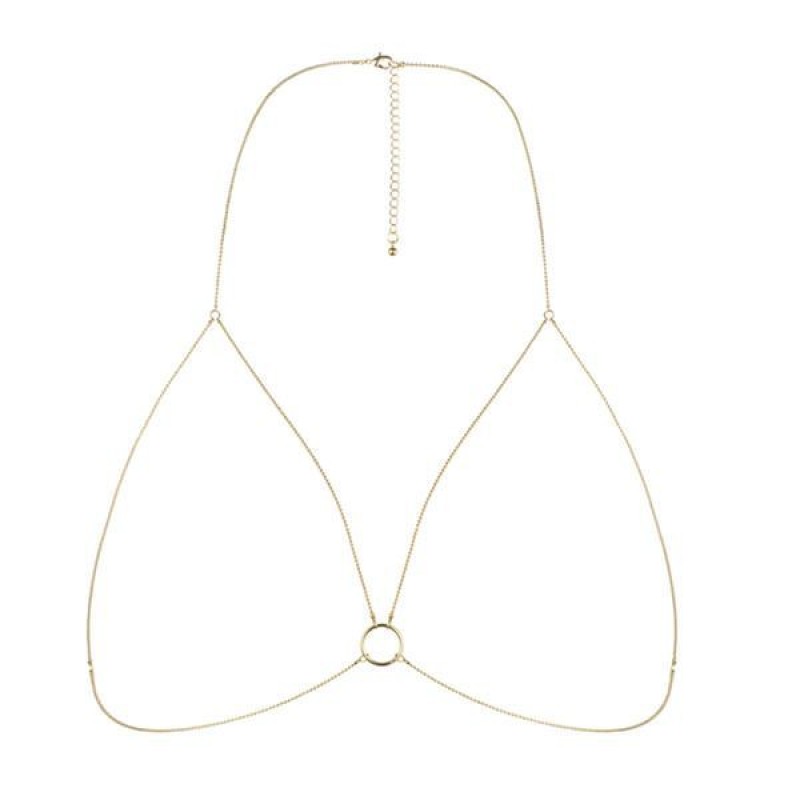 Ланцюжок портупея Bijoux Indiscrets Magnifique Bra Chain - Gold, прикраса на тіло