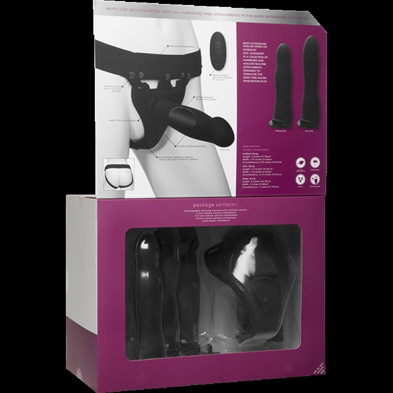 Набір для страпона з вібрацією Doc Johnson Body Extensions - BE Naughty - Black