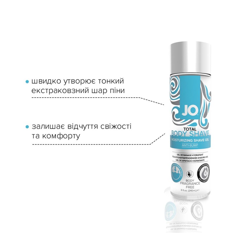 Гель для гоління JO TOTAL BODY — Anti-bump Intimate Shaving Gel (240 мл) зволожувальний