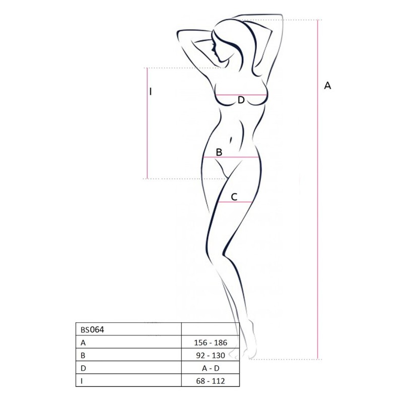 Бодістокінг Passion BS064 One Size, White, боді, закрите плече, відкритий доступ