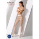 Эротические колготки-бодистокинг Passion S021 white, в крупную сетку с высоким пояском