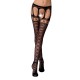 Эротические колготки-бодистокинги Passion S025 One Size, Black, имитация ажурных чулочков с пояском