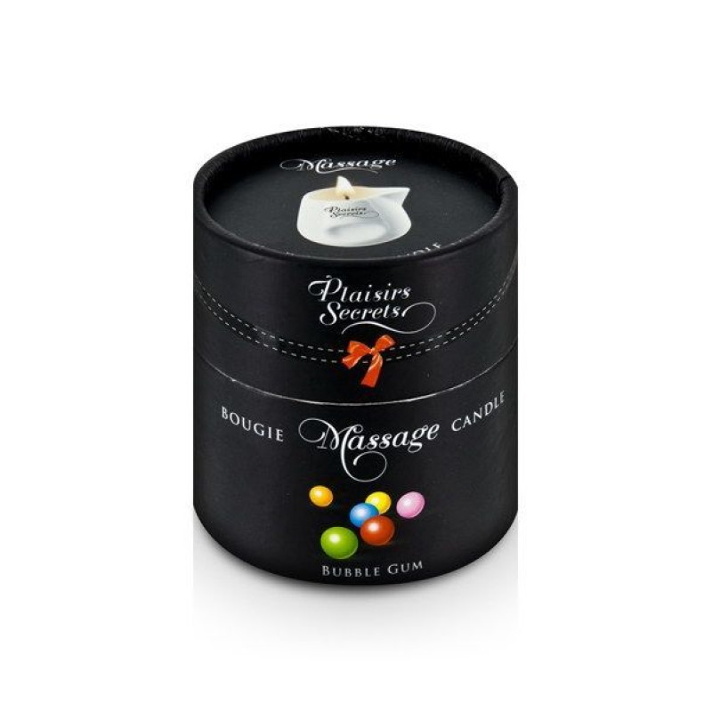 Масажна свічка Plaisirs Secrets Bubble Gum (80 мл) подарункова упаковка, керамічний посуд