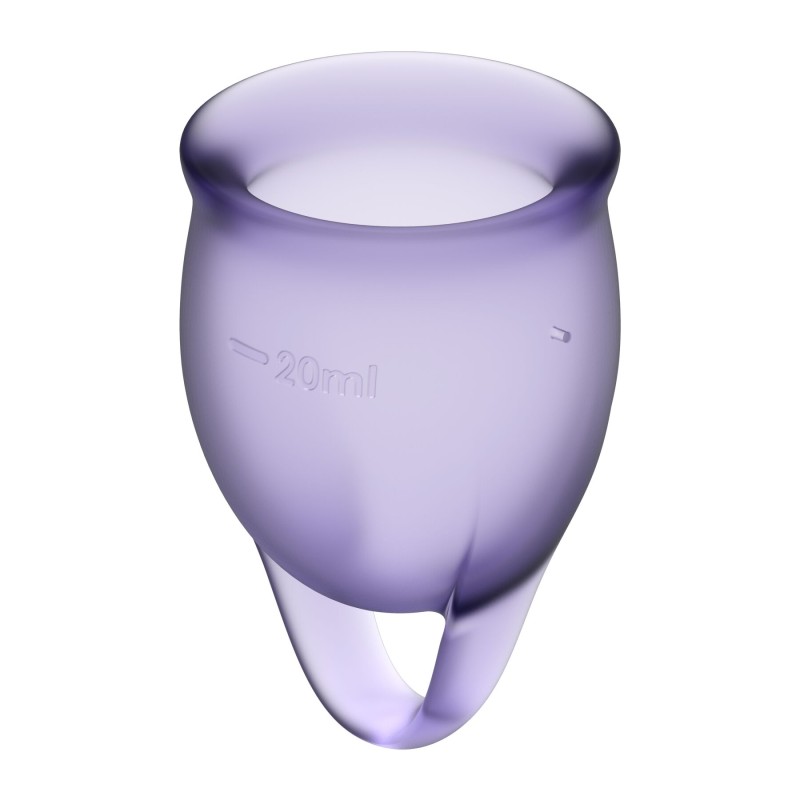 Набір менструальних чаш Satisfyer Feel Confident (lila), 15мл та 20мл, мішечок для зберігання