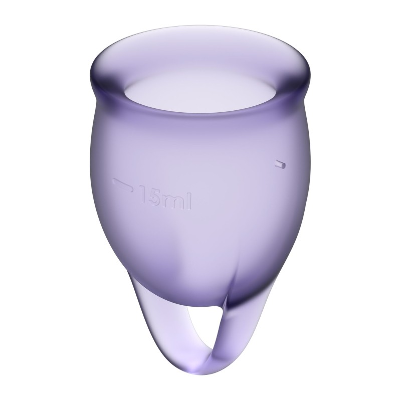 Набір менструальних чаш Satisfyer Feel Confident (lila), 15мл та 20мл, мішечок для зберігання