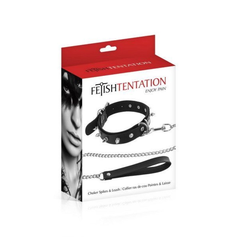 Нашийник з повідцем Fetish Tentation Spikes and Leash