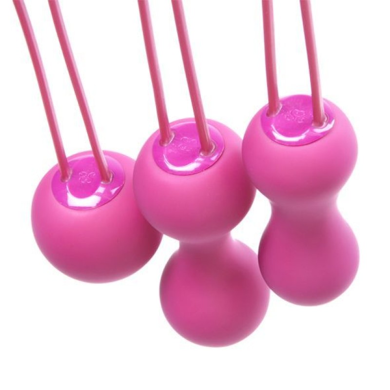 Набор вагинальных шариков Je Joue - Ami Fuchsia, диаметр 3,8-3,3-2,7см, вес 54-71-100гр  + подарок косметичка