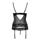 Корсет з відкритими грудьми Passion Exclusive NORTH CORSET S/M, black, пажі, трусики, шнурівка