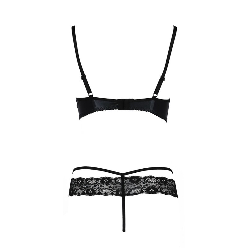 Комплект білизни Passion Exclusive NORTH SET L/XL, black, ліф і трусики з елементами під латекс