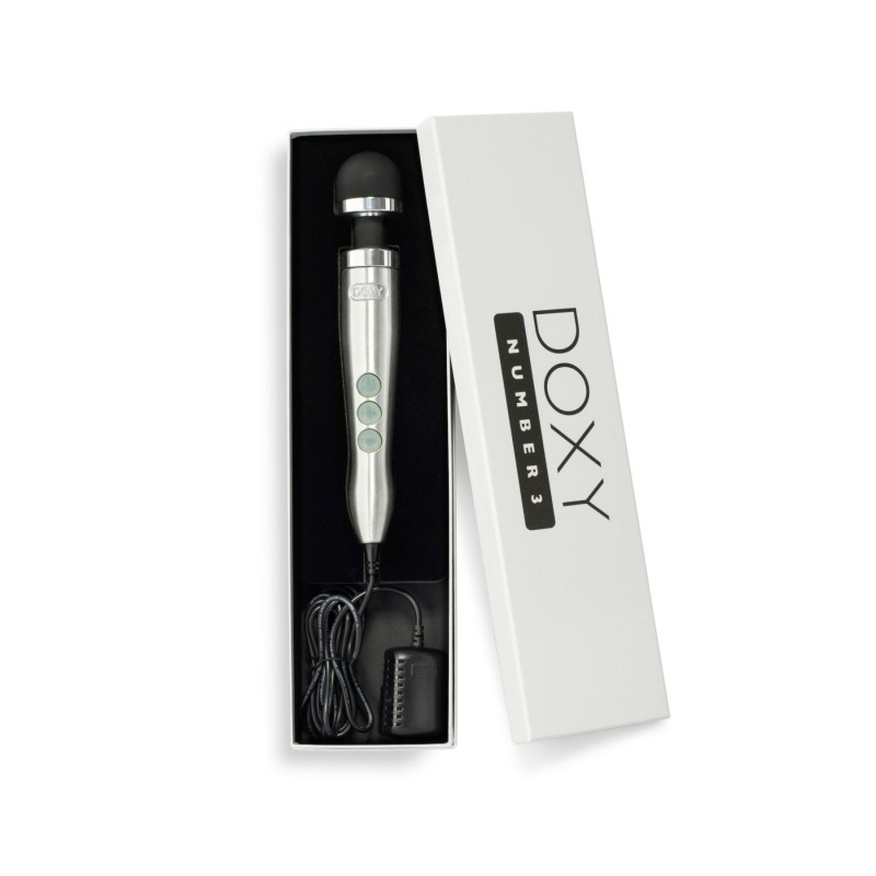 Вібромасажер DOXY Die Cast 3 Silver (Satin), дуже потужний, живлення 220В, металевий корпус