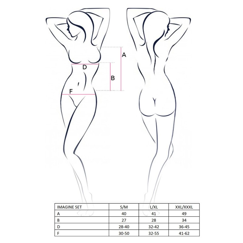 Комплект білизни Passion IMAGINE SET OpenBra L/XL, black, ліф - міні-сорочка, трусики з оборками
