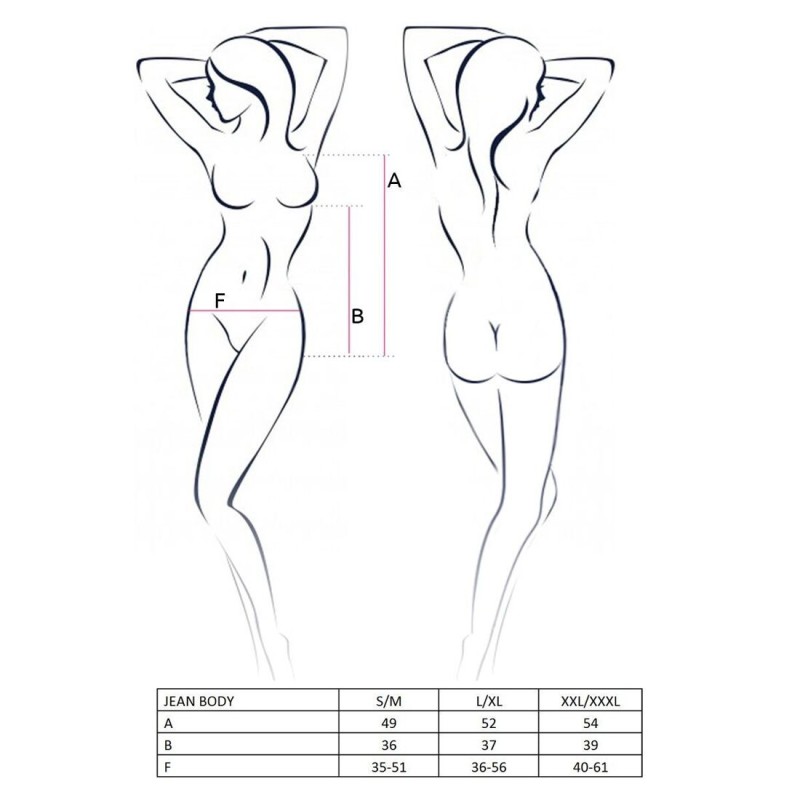 Боди монокини под латекс Passion JEAN BODY L/XL, black