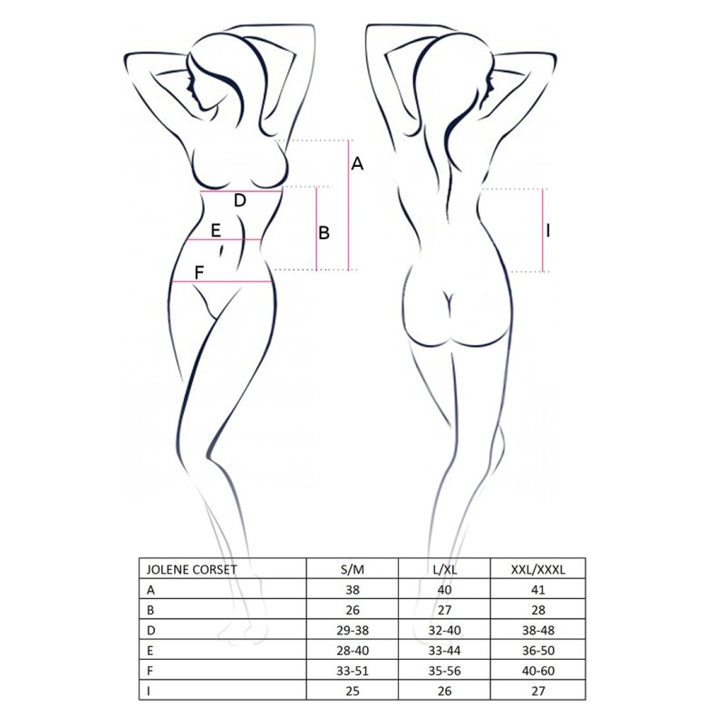 Корсет з пажами Passion JOLENE CORSET L/XL, black, трусики, напіввідчинені груди, напівпрозорий
