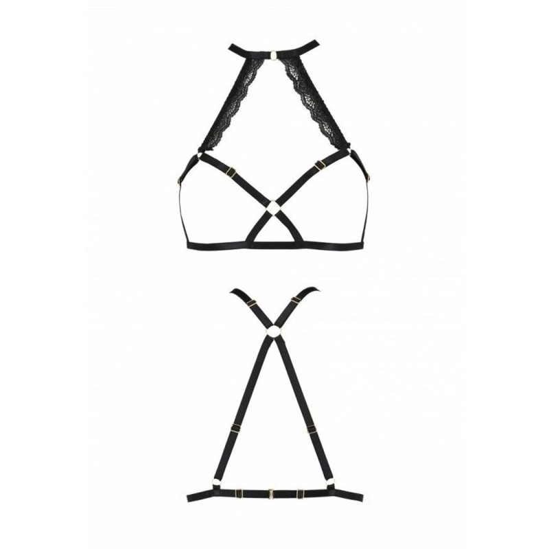 Портупея зі стреп з мереживом Passion Exclusive LORRY BRA L/XL, black