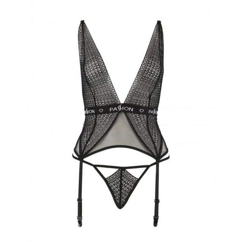 Напівпрозорий корсет Passion Exclusive MIRAJANE CORSET XXL/XXXL, black