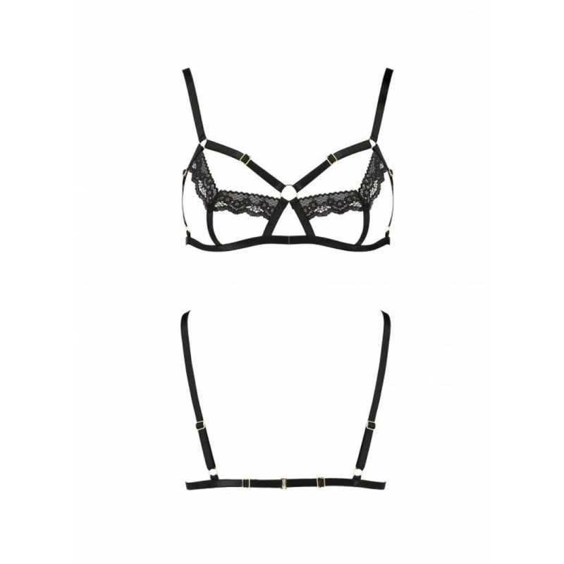 Бюстгальтер-стрепи з мереживом Passion Exclusive SOLON BRA S/M, black