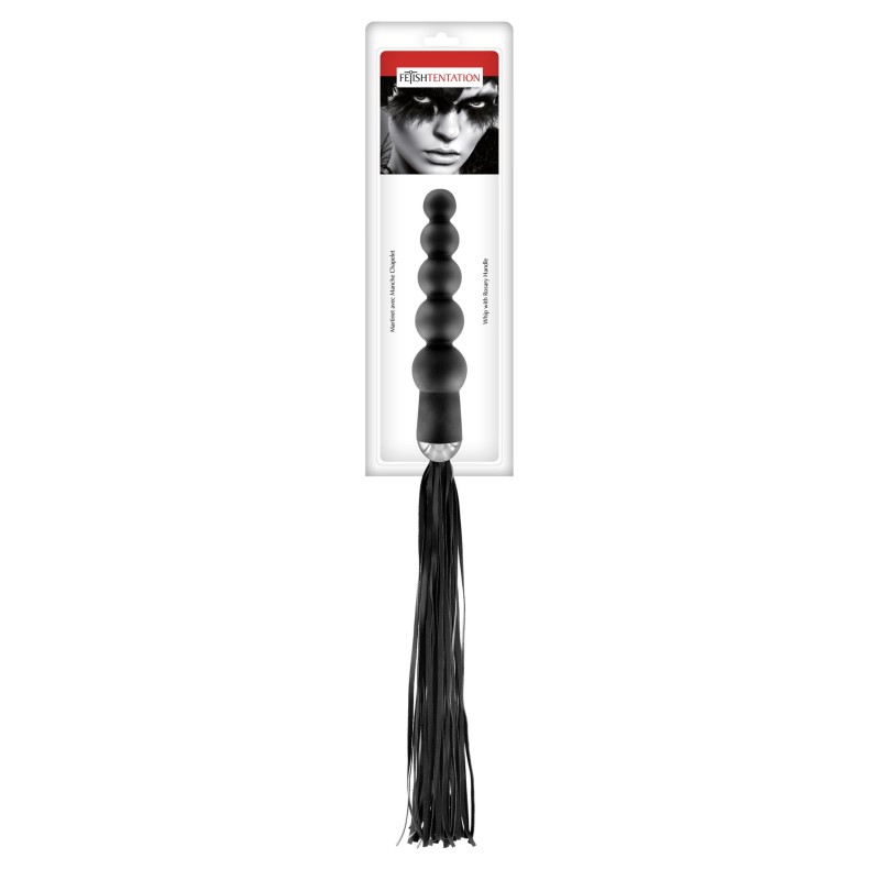 Флогер з ручкою - анальним намистом Fetish Tentation Whip with Rosary Handle
