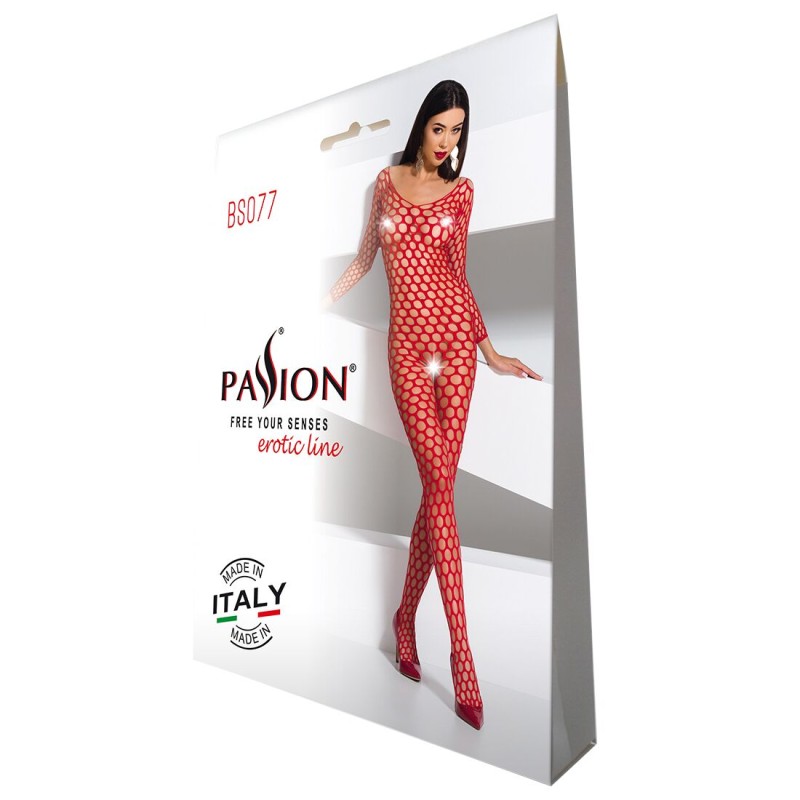 Бодістокінг з великою сіткою Passion BS077 red