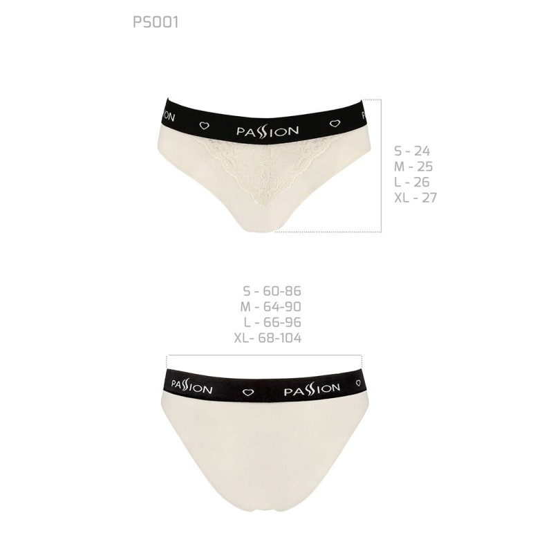 Трусики з широкою резинкою і мереживом Passion PS001 PANTIES XL, ecru