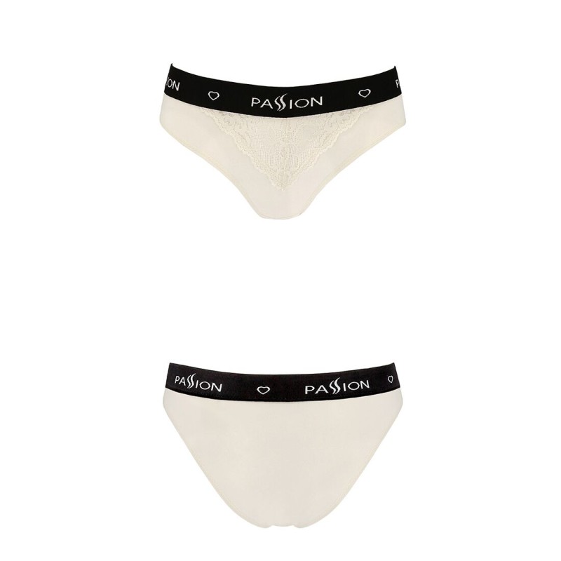 Трусики з широкою резинкою і мереживом Passion PS001 PANTIES XL, ecru