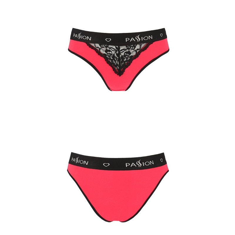 Трусики з широкою резинкою і мереживом Passion PS001 PANTIES XL, red-black