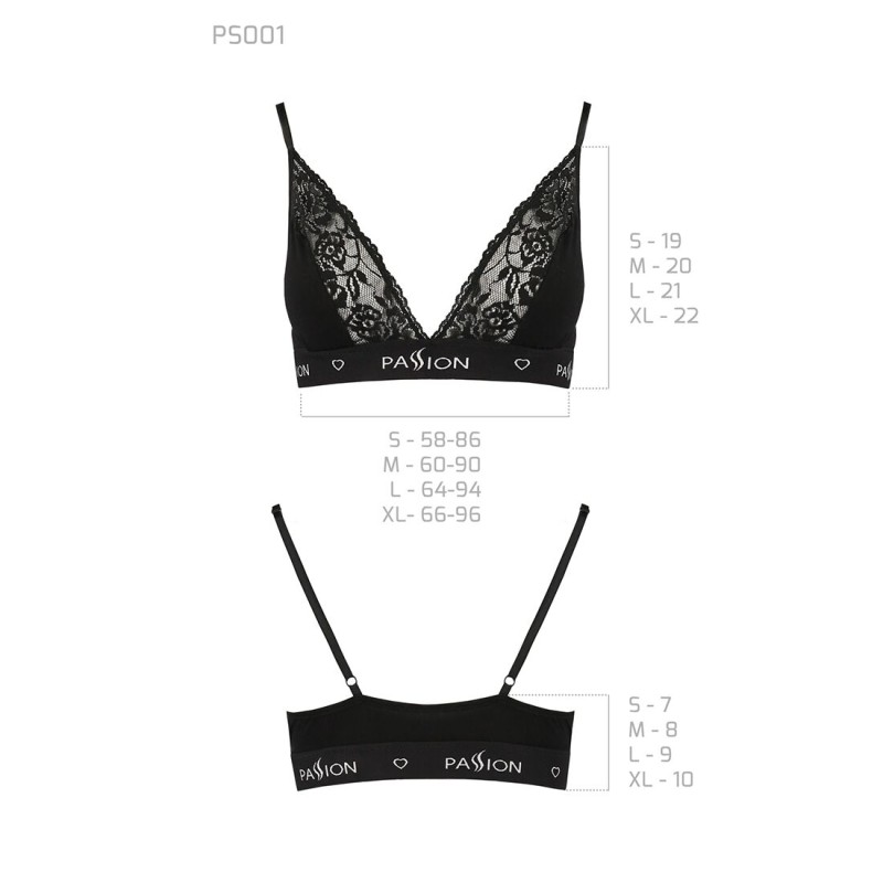 Еластичний топ з мереживом Passion PS001 TOP L, black