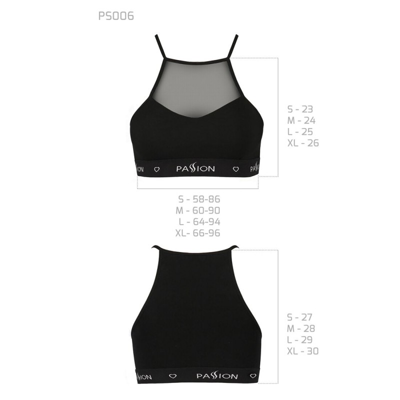 Спортивний топ з прозорою вставкою Passion PS006 TOP XL, black