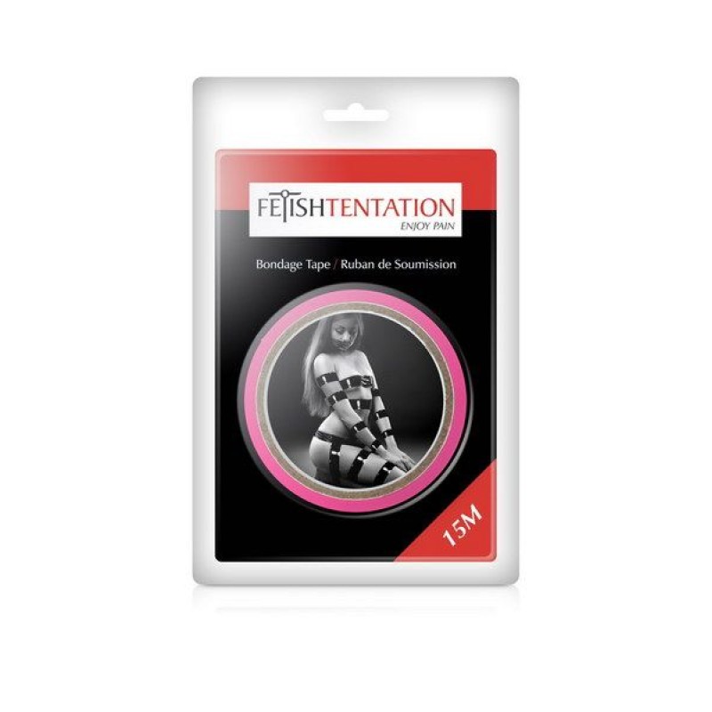 Скотч для бондажа Fetish Tentation Fuchsia  (15м), не липнет к коже и волоскам, только сам к себе