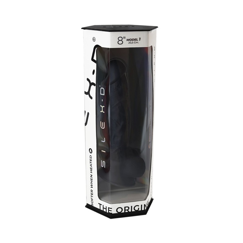 Фалоімітатор SilexD Vetus Black (MODEL 1 size 8in), двошаровий, силікон + Silexpan, діаметр 4,2см