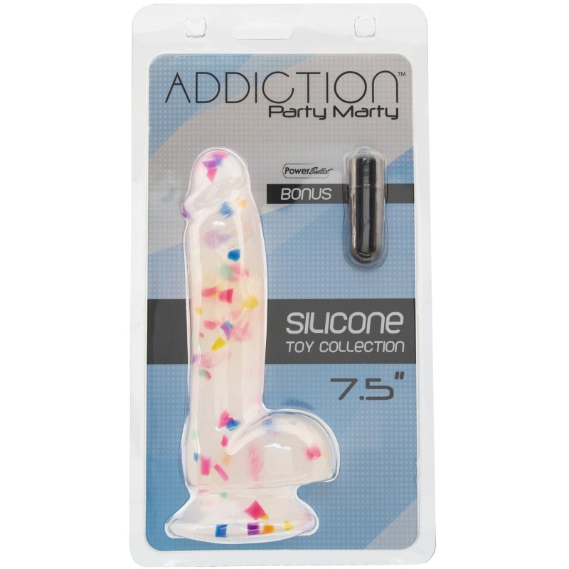 Фалоімітатор з конфетті ADDICTION - PARTY MARTY 7.5″ - FROST & CONFETTI, 19 см, силікон