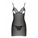 Сорочка з вирізами на грудях, стрінги Passion LOVELIA CHEMISE L/XL, black