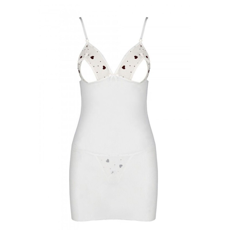 Сорочка с вырезами на груди, стринги Passion LOVELIA CHEMISE XXL/XXXL, white
