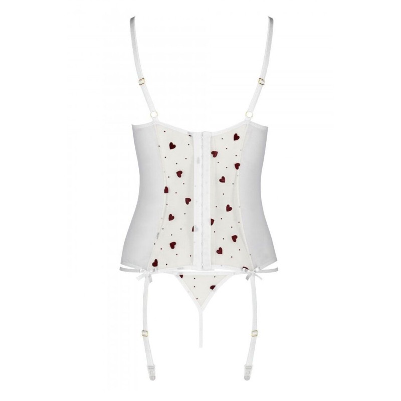Корсет з підв'язками, стрінги Passion LOVELIA CORSET L/XL, white