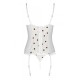 Корсет з підв'язками, стрінги Passion LOVELIA CORSET L/XL, white