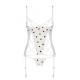 Корсет з підв'язками, стрінги Passion LOVELIA CORSET S/M, white