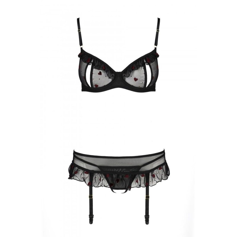 Сексуальный комплект с поясом для чулок Passion LOVELIA SET S/M, black