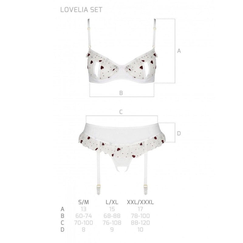 Сексуальный комплект с поясом для чулок Passion LOVELIA SET L/XL, white