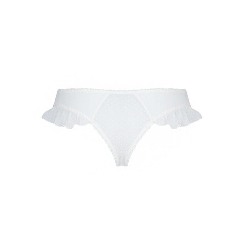 Трусики в горошек, с рюшами и шнуровкой Passion FATIN THONG L/XL, white