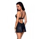 Бебі-дол з еко-шкіри та мережива Passion LOONA CHEMISE L/XL, black