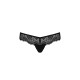 Мереживні трусики-танга з атласним бантиком Passion NAJA THONG L/XL, black