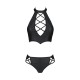 Комплект из эко-кожи Passion NANCY BIKINI XXL/XXXL, black, бра и трусики с имитацией шнуровки