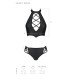 Комплект из эко-кожи Passion NANCY BIKINI XXL/XXXL, black, бра и трусики с имитацией шнуровки