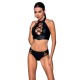 Комплект из эко-кожи Passion NANCY BIKINI XXL/XXXL, black, бра и трусики с имитацией шнуровки