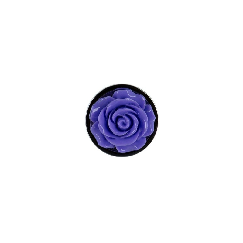 Металева анальна пробка Lux Active з трояндою - Rose Anal Plug - Purple, віброкуля в подарунок