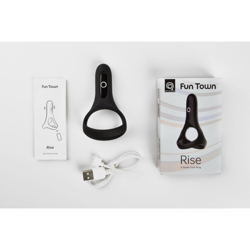 Подвійне ерекційне кільце Fun Town Rise Black, керування зі смартфона