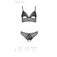 Комплект із бралету з ажурним ліфом та відкритими трусиками Passion CHRISTA SET Open Bra S/M black