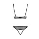 Комплект із бралету з ажурним ліфом та відкритими трусиками Passion CHRISTA SET Open Bra S/M black