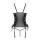 Сітчастий корсет з люверсами та знімними пажами Passion MALWIA CORSET S/M, black, екошкіра, стрінги